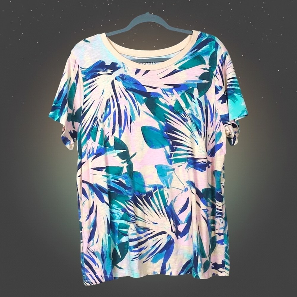 Torrid Tropical Palm Print Tee Resort Wear Coastal Boho Plus Size 1